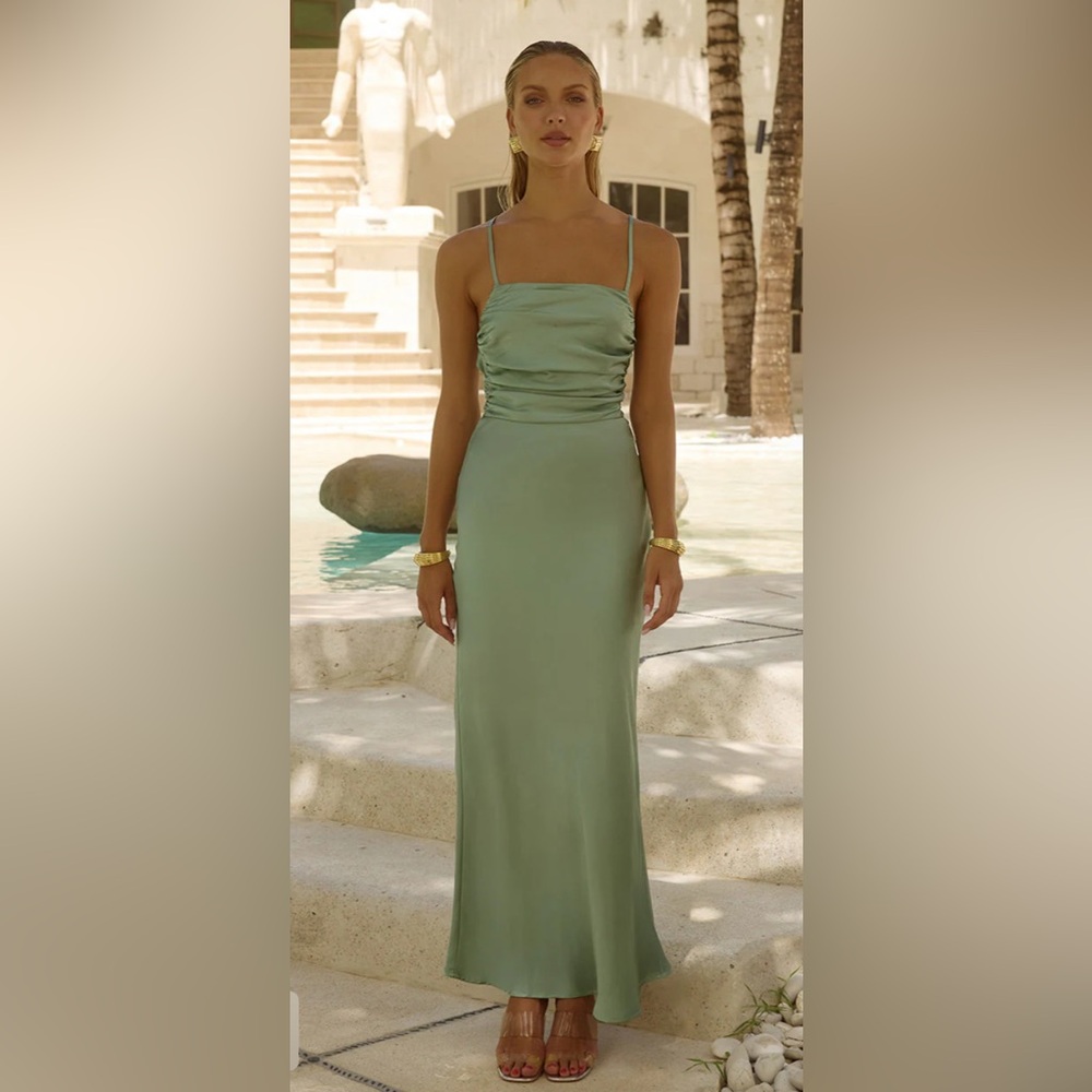 Away Strapless Sage Green Dress